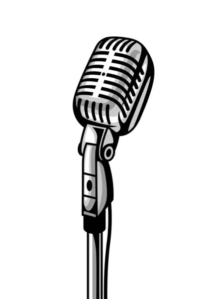 Beyaz arka plan üzerinde izole retro mikrofon. Vintage tarzı resimde.