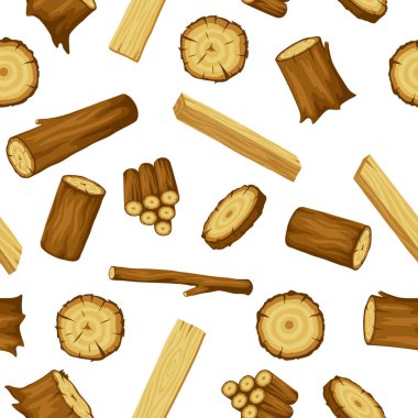 Seamless pattern with wood logs, trunks and planks. Background for forestry and lumber industry. clipart