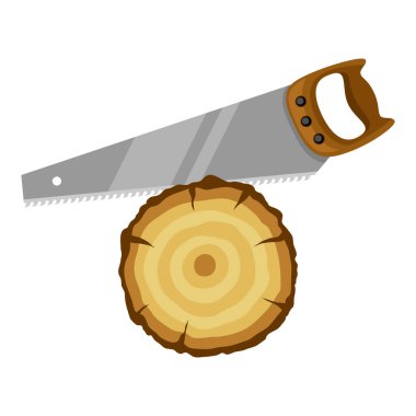 Saw and wood stump. Illustration for forestry and lumber industry. clipart