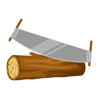 Saw and wood log. Illustration for forestry and lumber industry. clipart