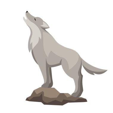 Stylized illustration of wolf. Woodland forest animal on white background. clipart