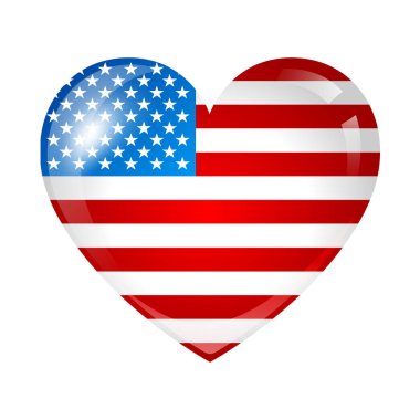 Bağımsızlık günü vatansever illüstrasyon. Yıldızlar ve çizgiler kalp şeklinde Amerikan bayrağı.