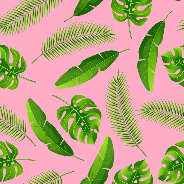 Tropikal palmiye ile Seamless Modeli bırakır. Egzotik tropik bitkiler. Orman doğa illüstrasyon.