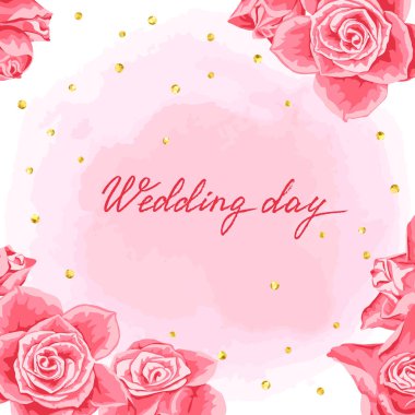 Düğün davetiyesi veya tebrik kartı için pembe Gül.