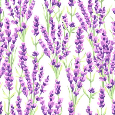 Lavanta çiçekleri seamless modeli. Provence otlar suluboya doğal illüstrasyon.