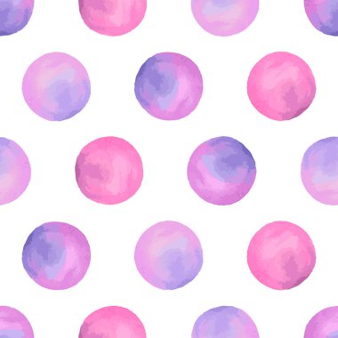 Aquarelle Menekşe daireler ile seamless modeli. Suluboya arka plan.