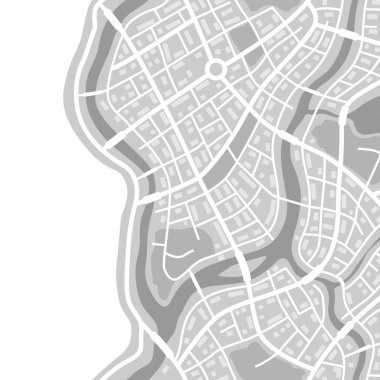 Soyut şehir harita seamless modeli. İllüstrasyon, cadde, yol ve binalar.