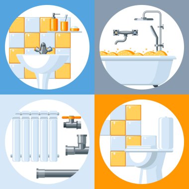 Banyo iç. Sıhhi tesisat arka plan. Gösterim amacıyla sıhhi teknik dükkanı. Satış, hizmet ve yükleme.