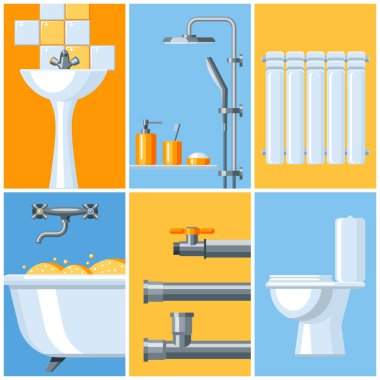 Banyo iç. Sıhhi tesisat arka plan. Gösterim amacıyla sıhhi teknik dükkanı. Satış, hizmet ve yükleme.