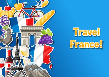 France banner design. French traditional sticker symbols and objects. clipart