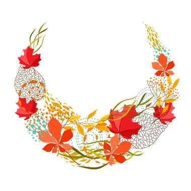 Çerçeve düşen yaprakları ile. Sonbahar yaprakları doğal çizimi.