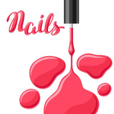 Damla tırnak cilası ve fırça. Moda resmi Manikür aletleri için.