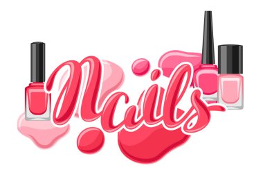 Drops of nail polish and bottles. Fashionable illustration for manicure salons. clipart