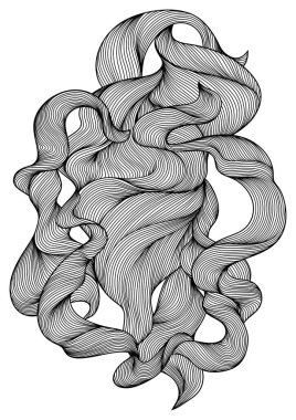 Dalga satır bukleler ile tasarlayın. Tek renkli çizgili siyah beyaz doku.