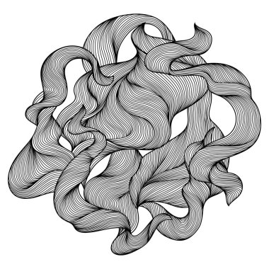 Dalga satır bukleler ile tasarlayın. Tek renkli çizgili siyah beyaz doku.