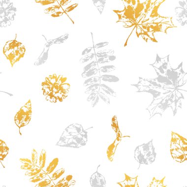 Yazdırılan yaprakları ile Seamless modeli. Sonbahar yaprakları sanat çizimi.
