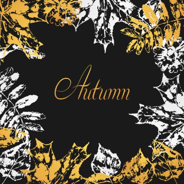 Yazdırılan yaprakları ile arka plan. Sonbahar yaprakları sanat çizimi.