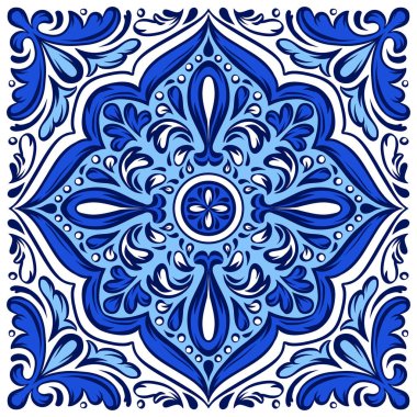 İtalyan seramik seramik deseni. Etnik halk süsleri. Meksika talavera, Portekiz azulejo veya İspanyol majolikası.