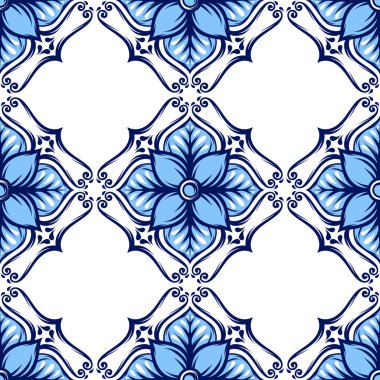 İtalyan döşeme deseni. Etnik halk süsleme. Meksika talavera, Portekizli azulejo veya İspanyolca Mayolikası.