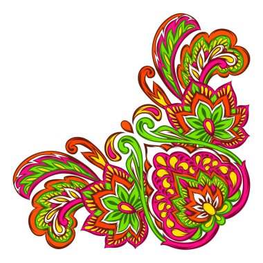 Hint etnik dekoratif unsur. Etnik halk süsleme. Elle çizilmiş lotus çiçeği ve paisley.