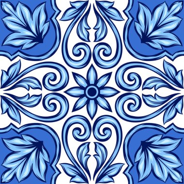 Portekizce azulejo seramik karo. Etnik halk süsleme. Akdeniz geleneksel süs. İtalyan seramik, Meksika talavera veya İspanyolca Mayolikası.
