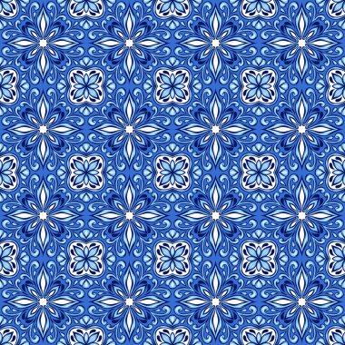 Portekizce azulejo seramik döşeme deseni. Etnik halk süsleme. Akdeniz geleneksel süs. İtalyan seramik, Meksika talavera veya İspanyolca Mayolikası.