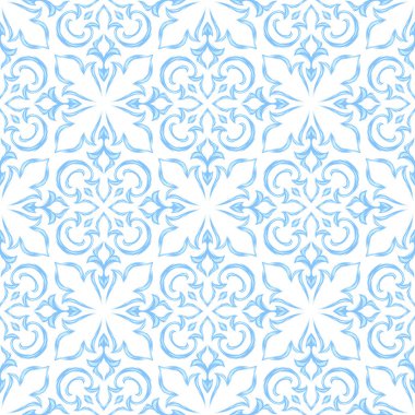 Portekizce azulejo seramik döşeme deseni. Etnik halk süsleme. Akdeniz geleneksel süs. İtalyan seramik, Meksika talavera veya İspanyolca Mayolikası.