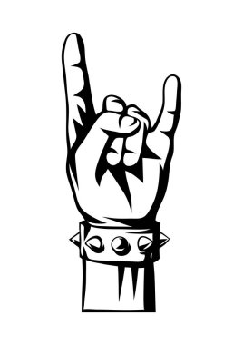 Rock and roll veya heavy metal el işareti. İki parmak amblemi.