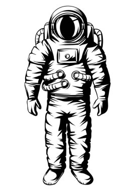 Astronot Illustration. Takım elbiseli uzay adamı. Uzayda kozmonot.