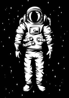 Astronot Illustration. Takım elbiseli uzay adamı. Uzayda kozmonot.