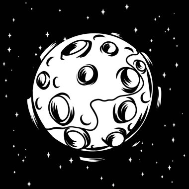 Ay Illustration. Uydu kraterler dış uzay ile.