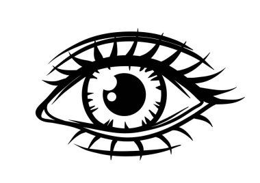 Güzel kadın göz çizilmiş. Tüm görme göz simgesi.