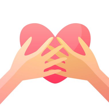 Mutlu sevgililer günü tebrik kartı. Arka plan ile kalp holding eller.