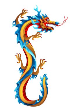 Çince Ejderha Illustration. Maskot veya dövme. Geleneksel Çin sembolü. Asya mitolojik renk hayvan.
