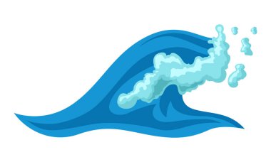 Dalga köpüğü ile mavi okyanus. Stilize doğa illüstrasyon.