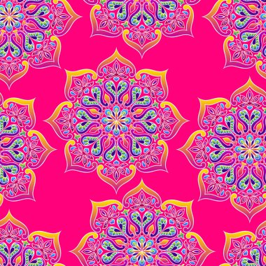 Hint süs seamless modeli. Etnik halk mandala. Elle çizilmiş süsleme.