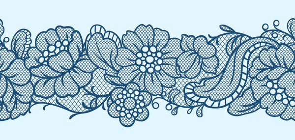 Seamless lace pattern with flowers. Vintage fashion textile.