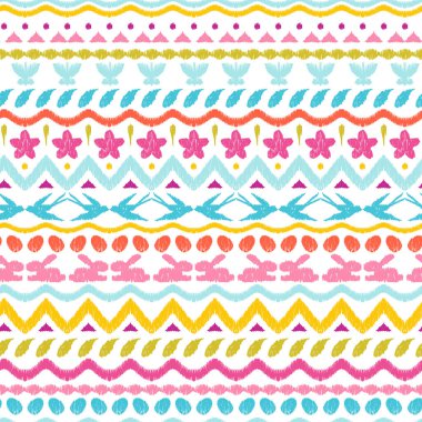 Mutlu Paskalya ikat seamless modeli. Tatil öğe ile süsleme doku. Mengikat Tekstil.
