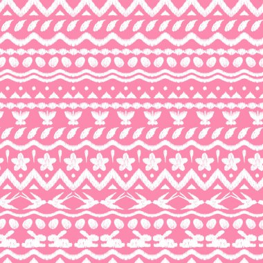 Mutlu Paskalya ikat seamless modeli. Tatil öğe ile süsleme doku. Mengikat Tekstil.