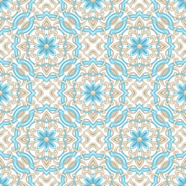 Portekizce azulejo seramik döşeme deseni. Etnik halk süsleme. Akdeniz geleneksel süs. İtalyan seramik, Meksika talavera veya İspanyolca Mayolikası.