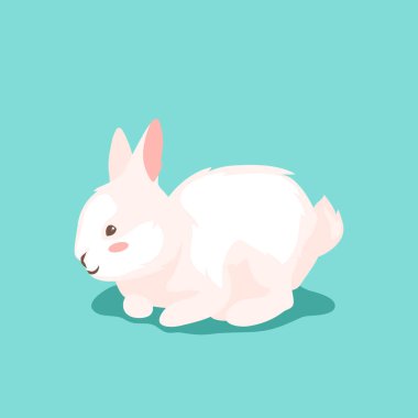 Şirin Paskalya tavşanı illüstrasyon. Çizgi film tavşan gülümseme karakteri geleneksel kutlama için.