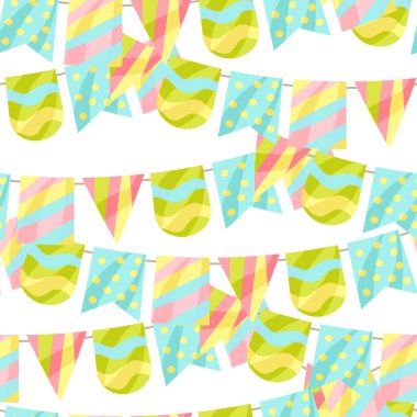 Tatil çelenk bayrakları ile seamless modeli. Afiş renkli kutlama patternd.