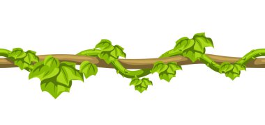 Bükülmüş vahşi liana şube seamless modeli. Orman üzüm bitki. Odunsu doğal tropikal yağmur ormanları.