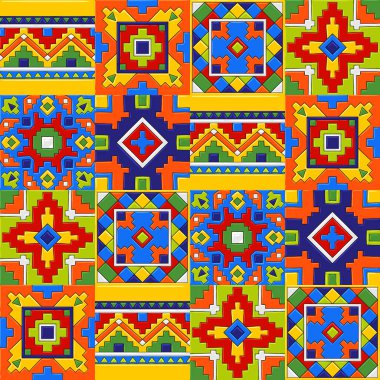 Meksika talavera seramik döşeme deseni. Etnik halk süsleme.