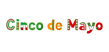 Cinco de mayo tebrik kartı. Desenli yazı metin.