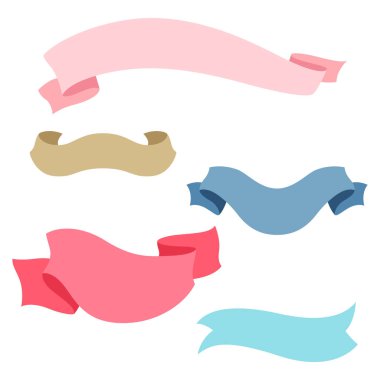 Romantik şeritler ve retro tarzı afiş kümesi. Düğün davetiyeleri için.