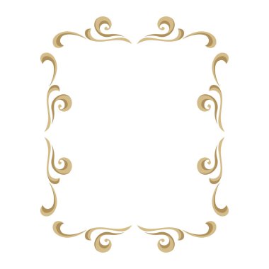 Süslü çiçekli altın elementlerle çerçevelenmiş. Kaligrafik kıvrımlar.