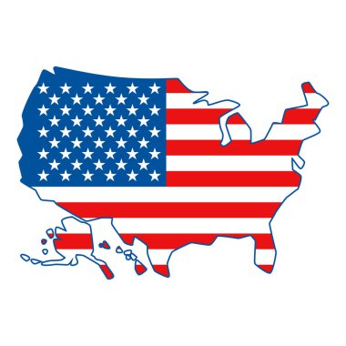 Amerika Birleşik Devletleri haritası. Amerikan bayrağı renkleri.