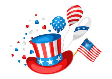 4 Temmuz Bağımsızlık Günü baskısı. Abd'li vatansever illüstrasyon.