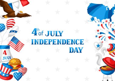 Fourth of July Independence Day greeting card. American patriotic illustration. clipart